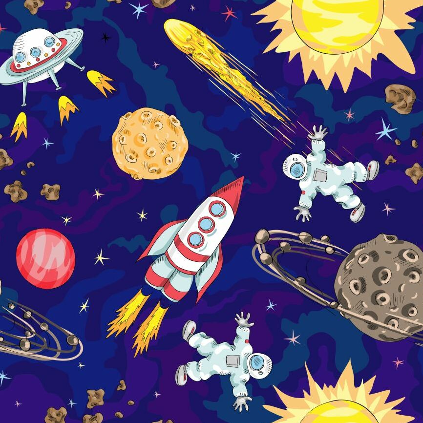 Картина на холсте Детский рисунок космос, арт hd1382101